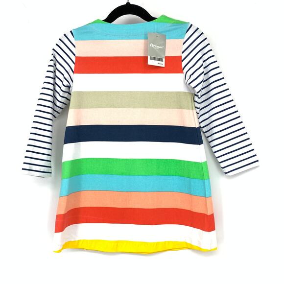 Fiream Mini Dress Long Sleeve Multicolor Striped Girls Size 4T NEW - Picture 2 of 6